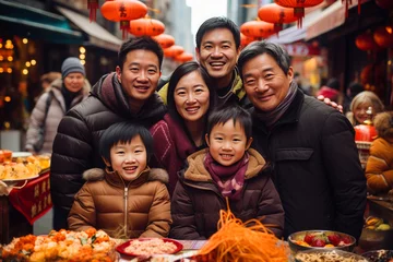 Fotobehang Chinese family celebrating Chinese new year. Christmas concept. © Alfonso Soler