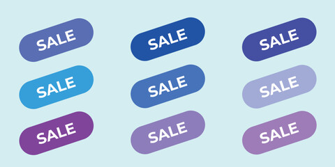 Sale discount text on plate set blue blue violet. For an online store. Text. Vector.