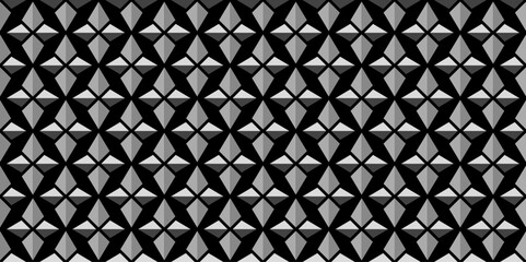 3D abstract triangle geometric black and white gray art texture seamless pattern background