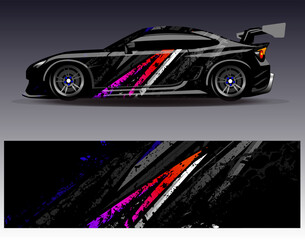 Car wrap design vector.Graphic abstract stripe racing background designs for vehicle, rally, race, adventure and car racing livery