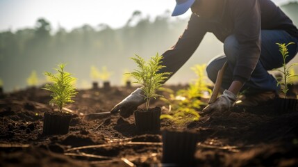 farmer planting a tree. Generative AI