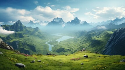Fototapeta premium swiss mountains landscape. Generative AI
