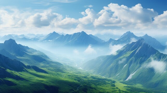 panorama of the mountains. Generative AI
