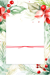 Fototapeta na wymiar Christmas and new year greeting card, invitation mockup. Watercolor illustration