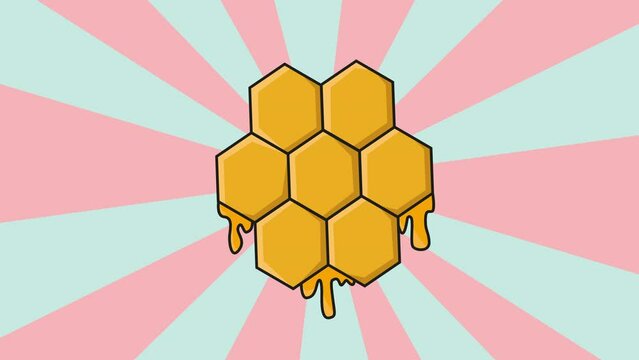 animated video of honeycomb honey with a rotating background