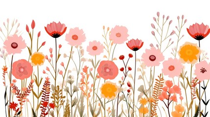 Spring and summer Background watercolor arrangements with small flower. Botanical illustration minimal style.	