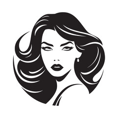 illustration of women short hair style icon, logo women face on white background, vector