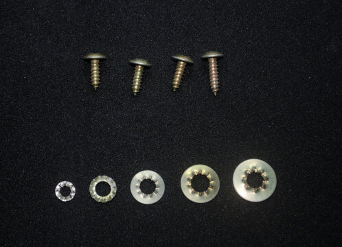 set of various parts, screws, bolt, nut, metal nails and washers for repair.