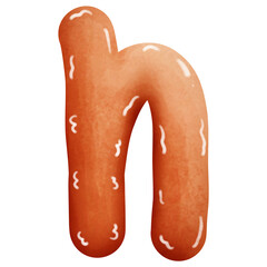 English alphabet, letter H painted with watercolor