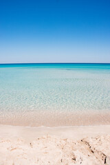 Fototapeta premium Beach with Clean Blue Sky Landscape Turquoise Sea Water Travel Paradise Clear Sea Sunny Day Landscape Light Sand Tropical View