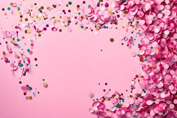 Obraz premium party birthday celebration concept,giftbox,balloon,confetti and streamers background copy space for text