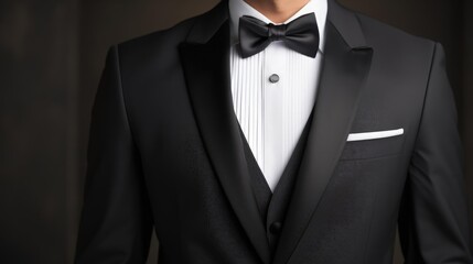 closeup of a finely tailored tuxedo