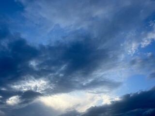Naklejka na ściany i meble White clouds in the blue sky, heaven natural background