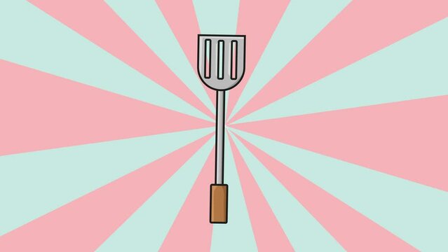 animated video of a spatula with a rotating background