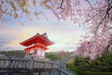 Fotobehang Kyoto, Japan - March 30 2023: Kiyomizu-dera is a Buddhist temple located in eastern Kyoto. it is a part of the Historic Monuments of Ancient Kyoto UNESCO World Heritage Site © coward_lion