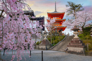 Kyoto, Japan - March 30 2023: Kiyomizu-dera is a Buddhist temple located in eastern Kyoto. it is a...