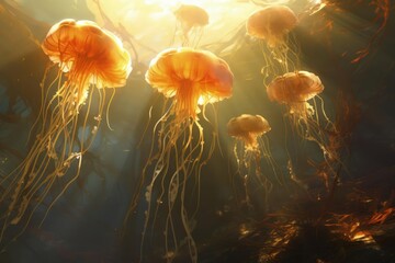 jellyfish under the ocean - Powered by Adobe