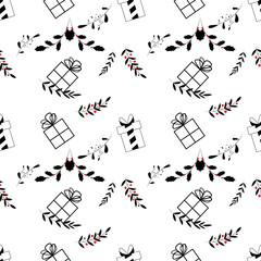 Original decor pattern. Factory textiles. New Year. seamless pattern with notes