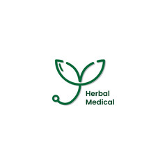 stethoscope and leaf logo, healthcare and medical logo