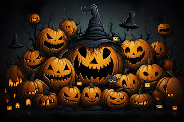 halloween pumpkin background.Generative Ai
