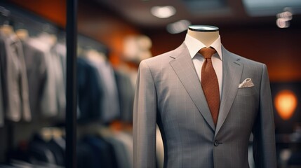 medium closeup shot of a finely tailored suit on display