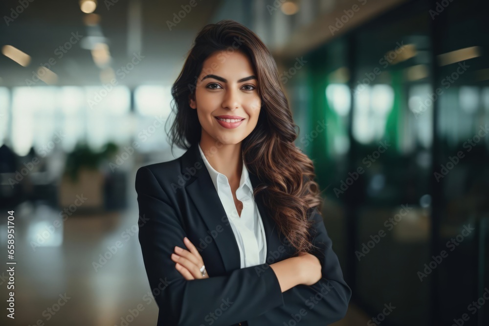 Wall mural Portrait Indian female CEO smiling at the camera