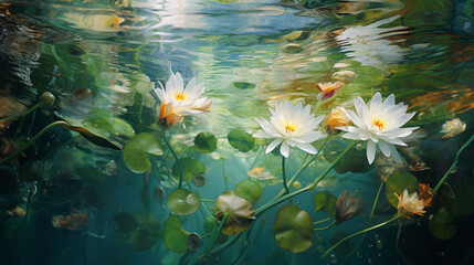 Fototapeta na wymiar flowers in the water