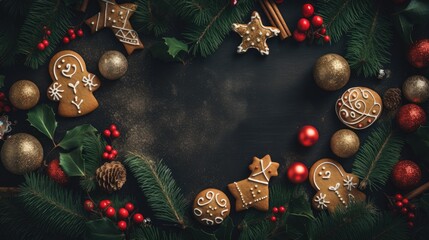 Beautiful Christmas decoration made of fir branches. Generative AI