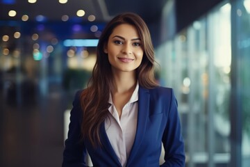 Naklejka premium Portrait Indian female CEO smiling at the camera