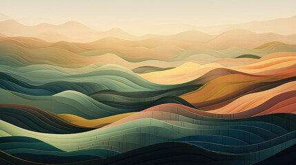 Abstract multi-colored background of smooth wavy lines