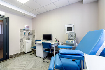 gynecology office in a clinic with modern colposcope and medical instruments