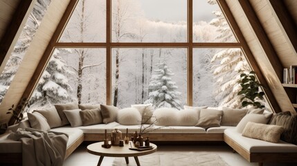 A living room filled with furniture and a large window