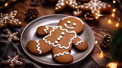 Obraz na płótnie Canvas A plate of gingerbread cookies on a table