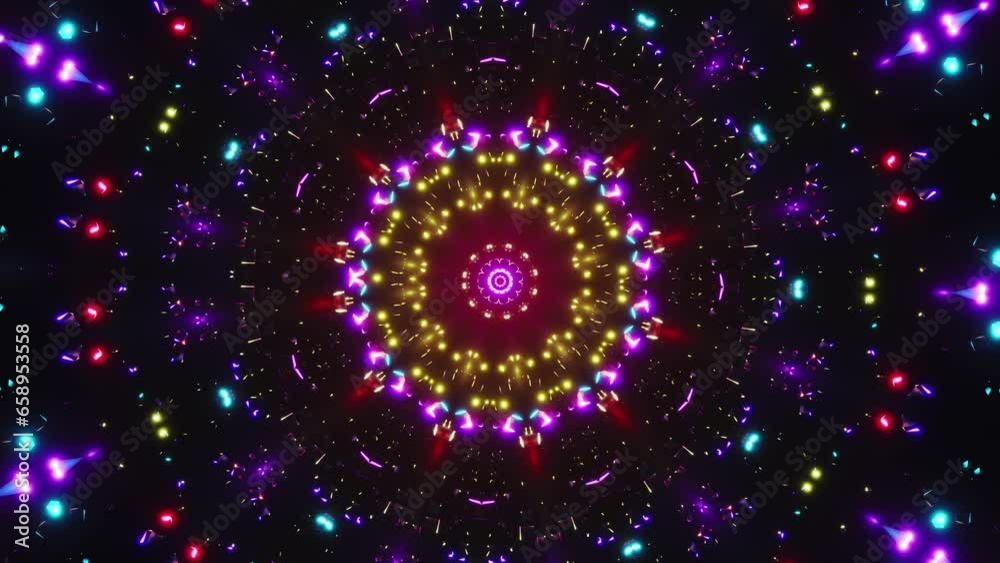 Canvas Prints colorful circular pattern with lights in the middle of it. kaleidoscope vj loop.