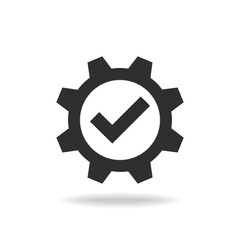 Technical specifications conformity graphic icon. Gear with check mark isolated sign on white background. Vector illustration