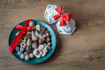 Display of typical czech homemade Christmas cookies