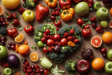 Mixed fresh fruits (strawberry, raspberry, blueberry, kiwi, mango) in a bowl, placed on table