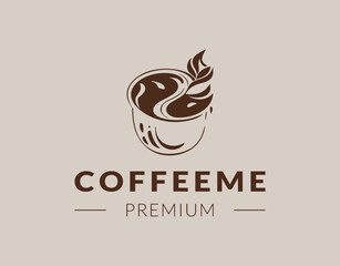 Coffee cup vector logo design template. Premium coffee shop logo