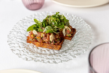 Steak tartare on a bread