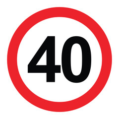 driving speed limit forty 40 sign. printable traffic signs and symbols. - obrazy, fototapety, plakaty