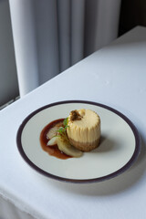 Pear cake dessert on a plate