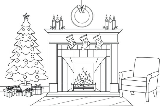 Coloring page a firewood. Christmas colouring page