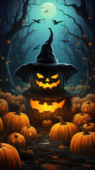 halloween pumpkin background.Generative Ai