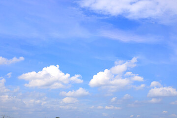 Panorama of Blue sky background with clouds in the morning