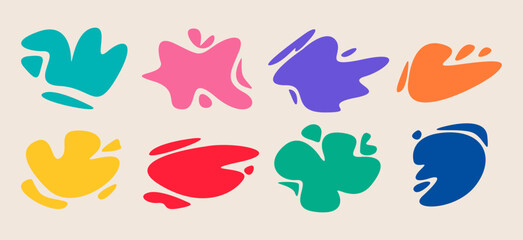 Organic abstract fluid shapes set. Colorful vector illustration