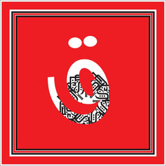 Arabic Alphabet bold Hurr Free  style 
Arabic typography on white and Red alphabetical design 