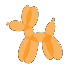 Puppy dog balloon figure. Animal shaped balloon. Colorful drawing of inflatable toy. Balloon twisting dog vector illustration.