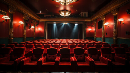 cinema hall with seats - obrazy, fototapety, plakaty