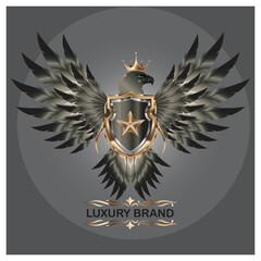 eagle with shield emblem logo. vector