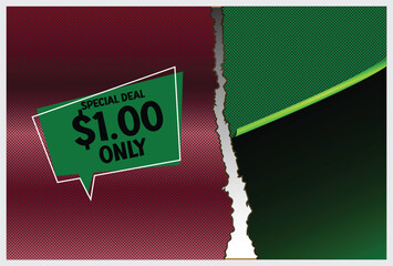 Sale banner template design with comic background. vector